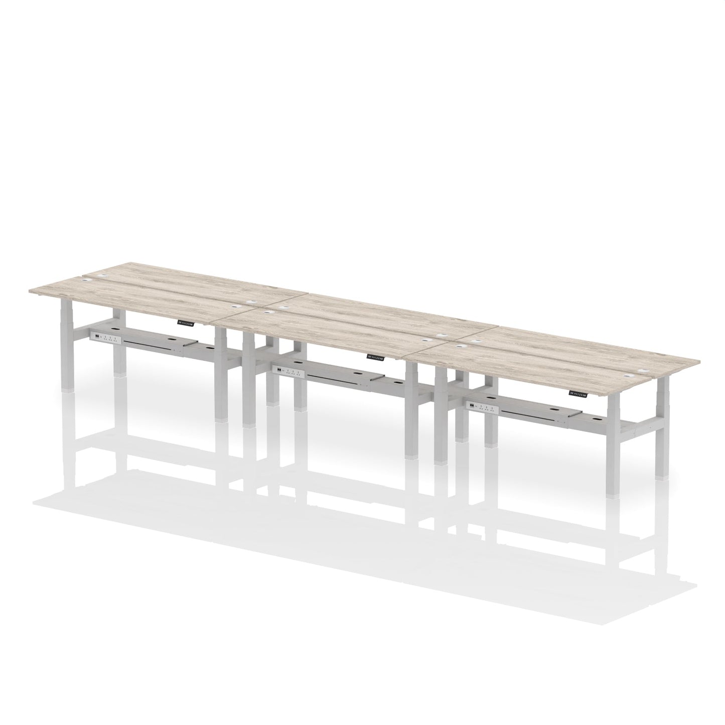 Air Back-to-Back Slimline Height Adjustable Bench Desk - 6 Person - Ergometric