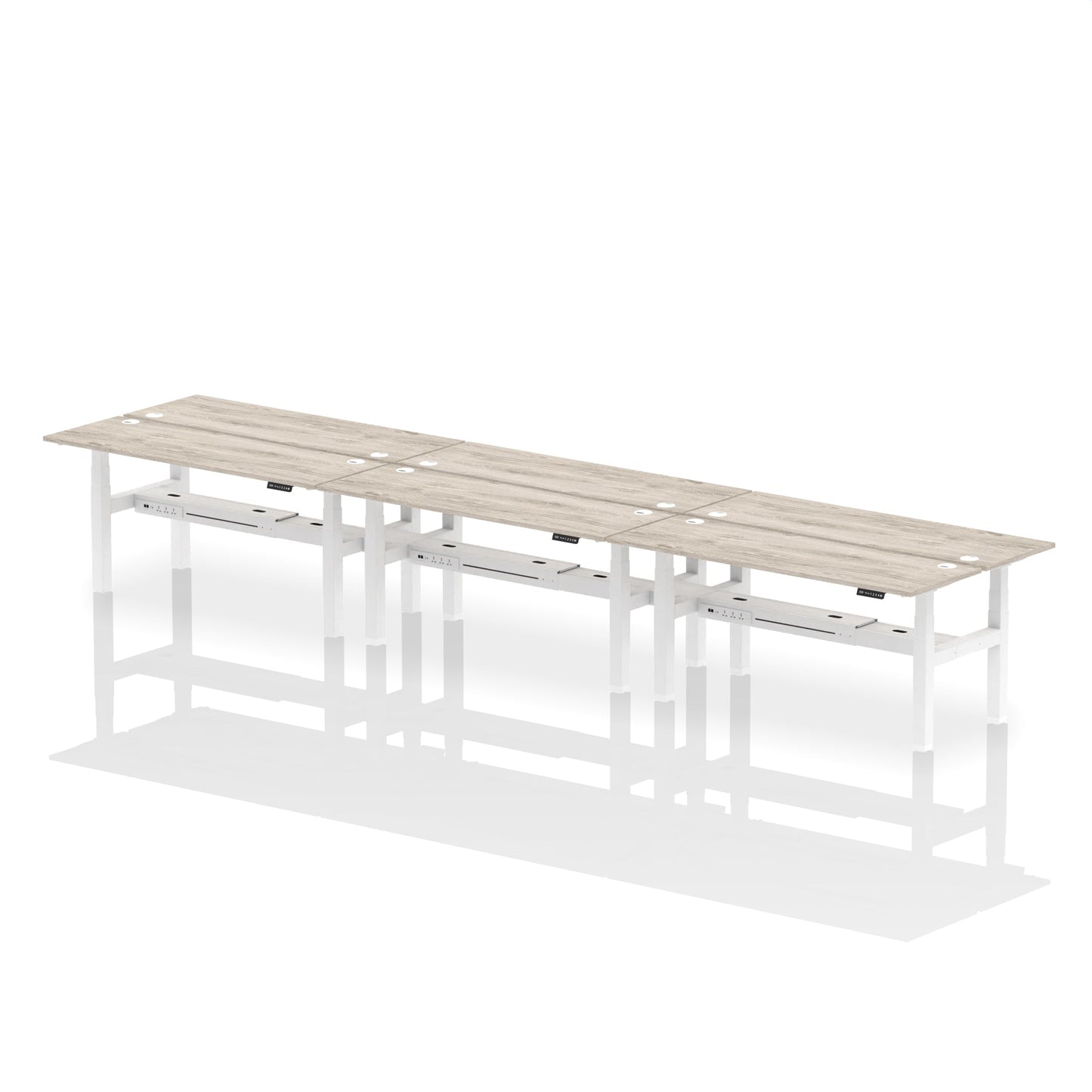 Air Back-to-Back Slimline Height Adjustable Bench Desk - 6 Person - Ergometric