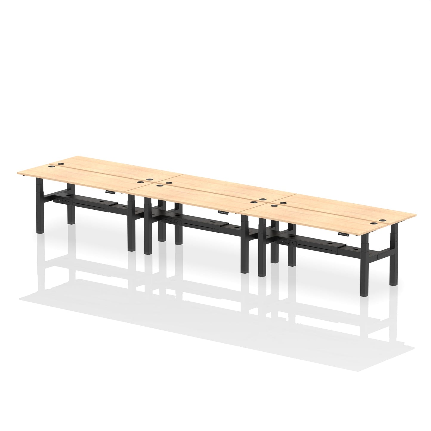 Air Back-to-Back Slimline Height Adjustable Bench Desk - 6 Person - Ergometric