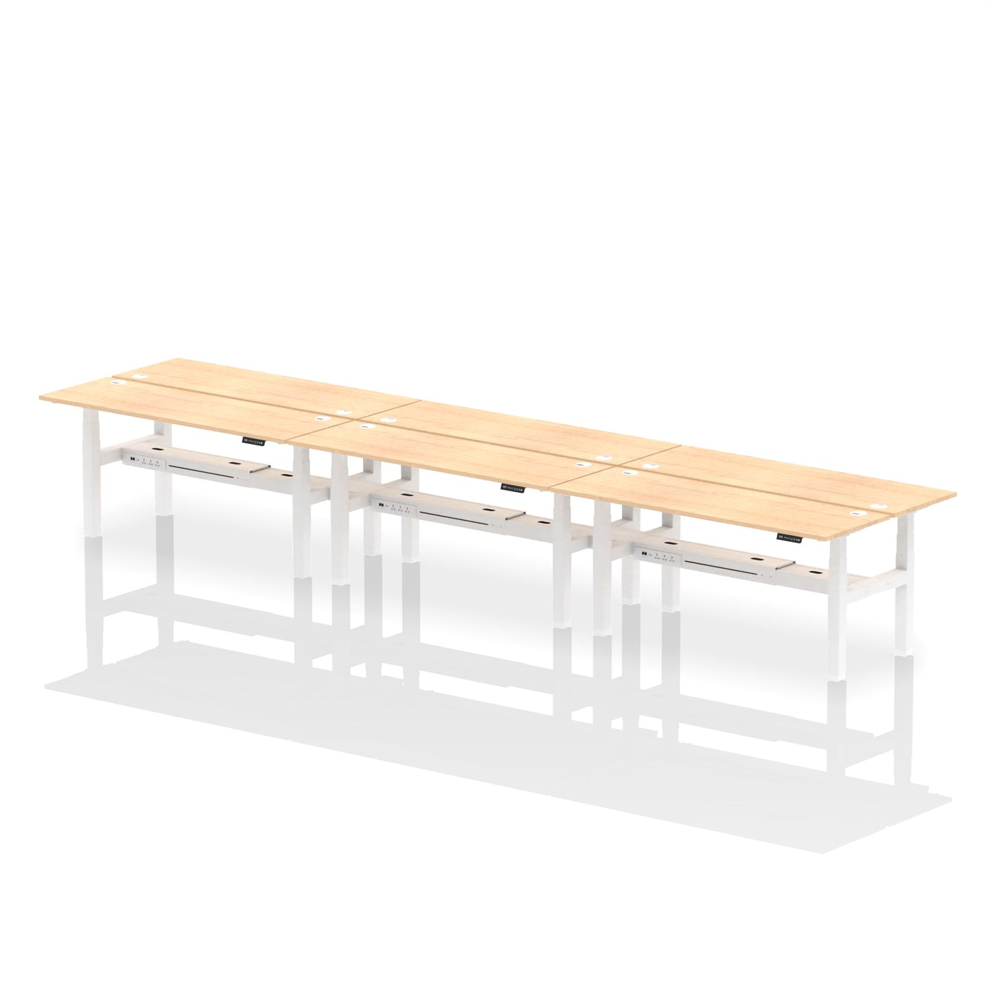 Air Back-to-Back Slimline Height Adjustable Bench Desk - 6 Person - Ergometric