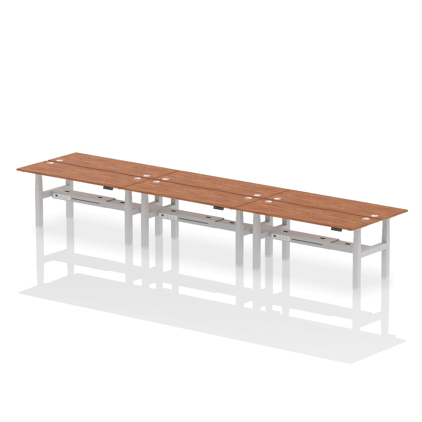 Air Back-to-Back Slimline Height Adjustable Bench Desk - 6 Person - Ergometric