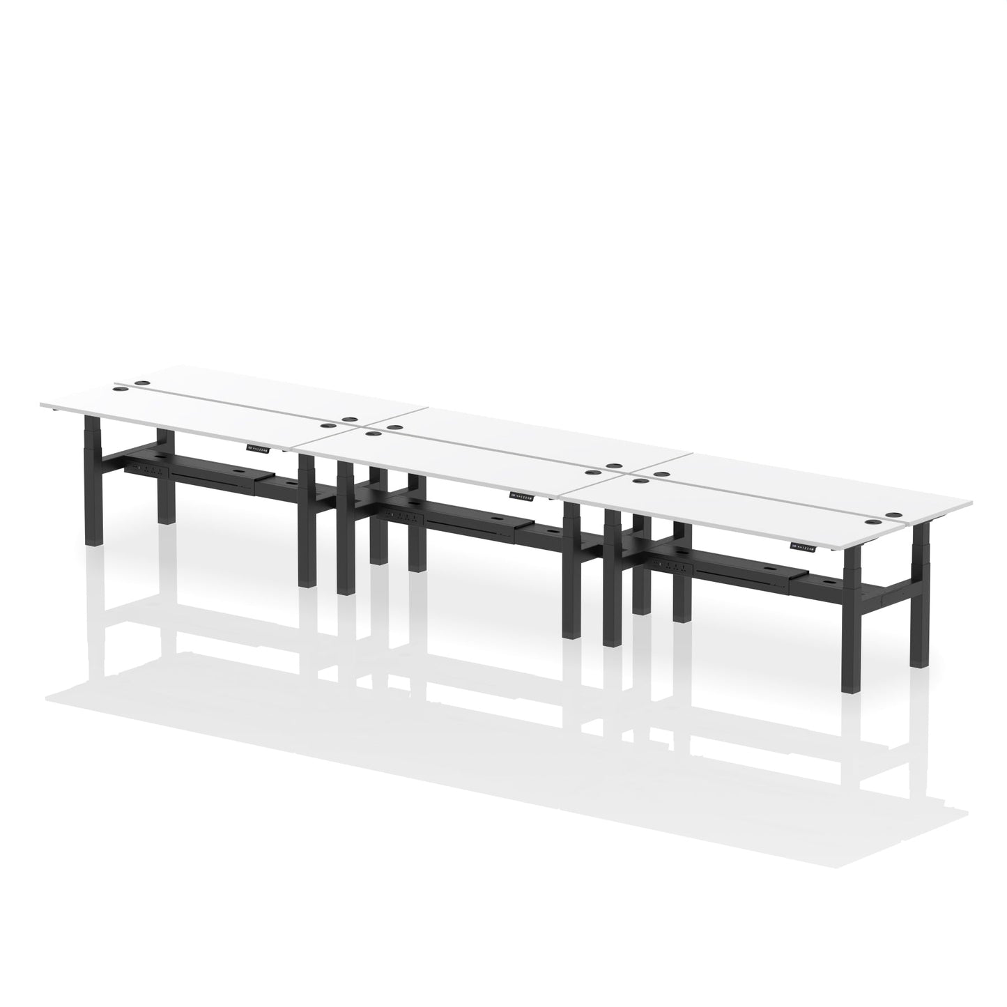 Air Back-to-Back Slimline Height Adjustable Bench Desk - 6 Person - Ergometric