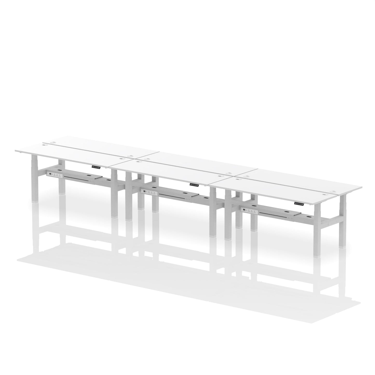 Air Back-to-Back Slimline Height Adjustable Bench Desk - 6 Person - Ergometric