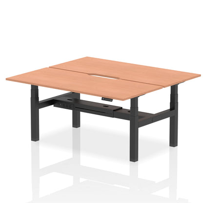 Air Back-to-Back Scalloped Edge Height Adjustable Bench Desk - 2 Person - Ergometric