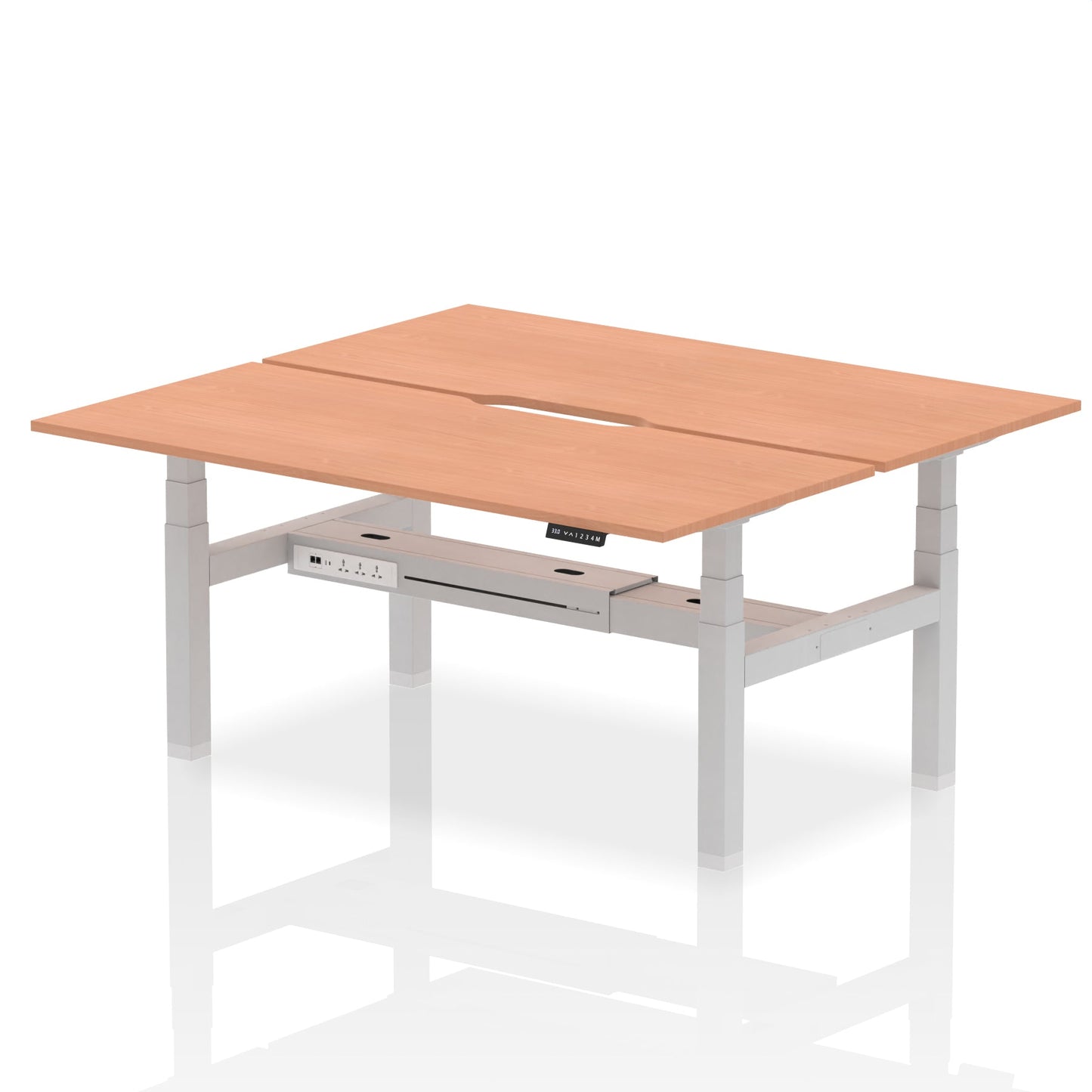 Air Back-to-Back Scalloped Edge Height Adjustable Bench Desk - 2 Person - Ergometric