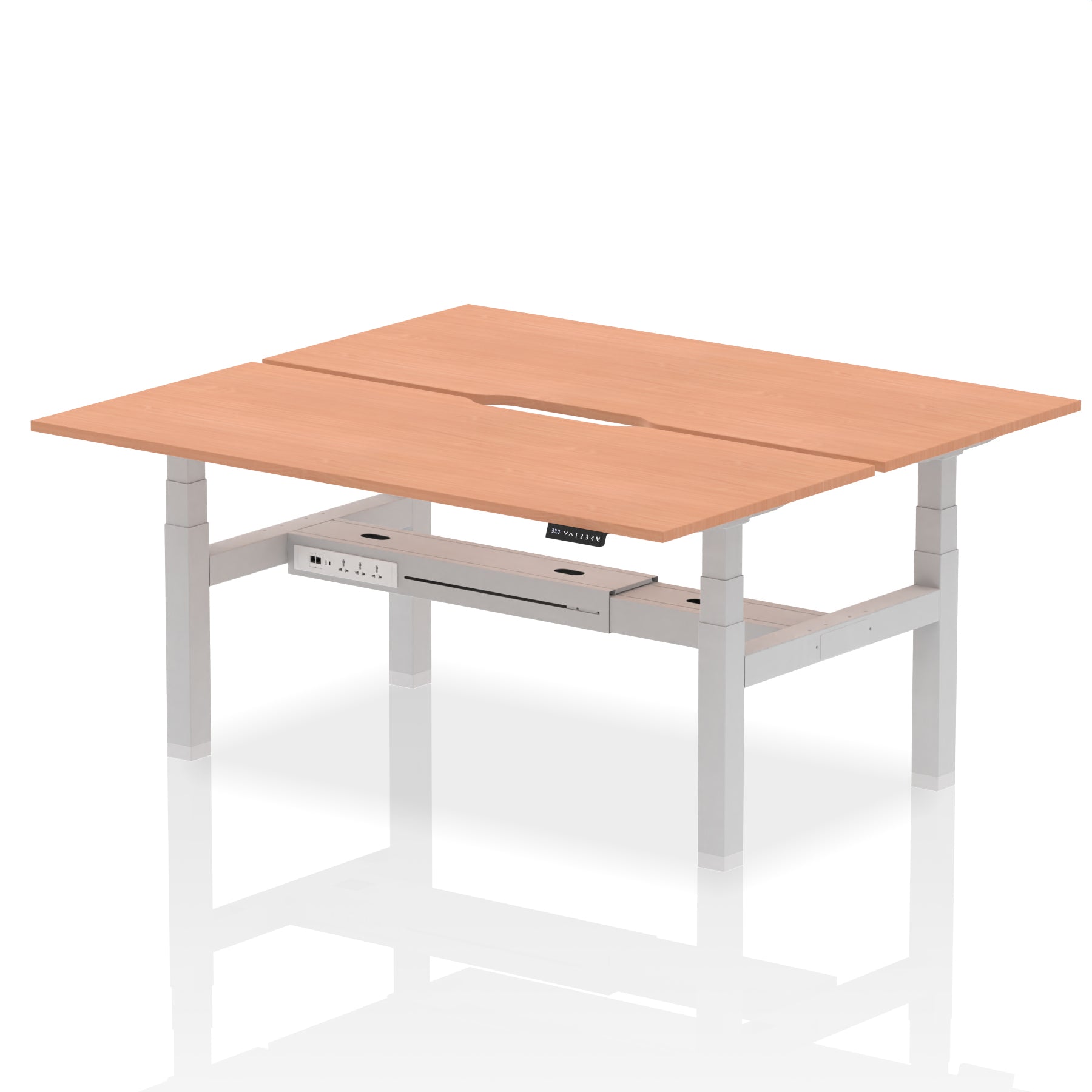 Air Back-to-Back Scalloped Edge Height Adjustable Bench Desk - 2 Person - Ergometric