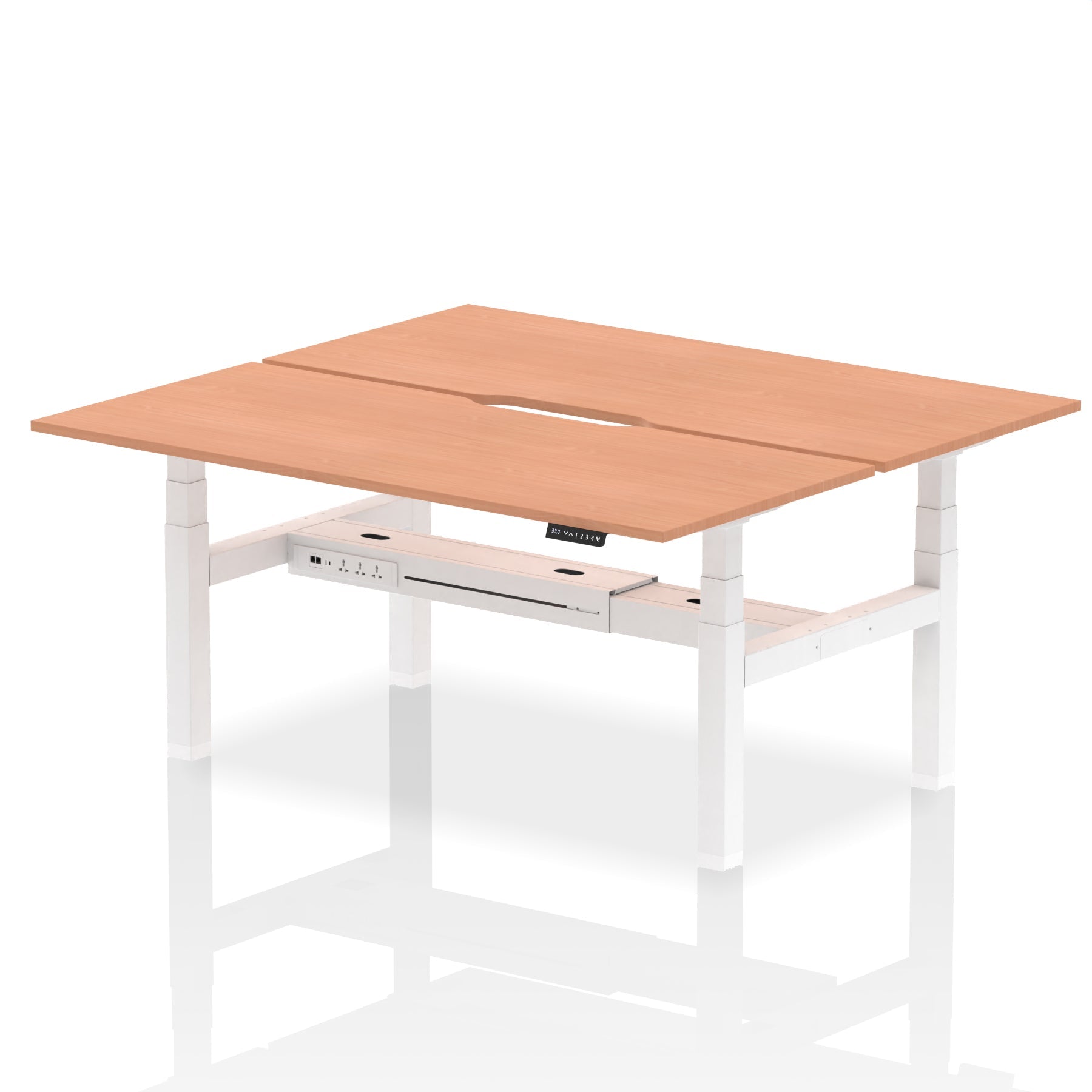 Air Back-to-Back Scalloped Edge Height Adjustable Bench Desk - 2 Person - Ergometric
