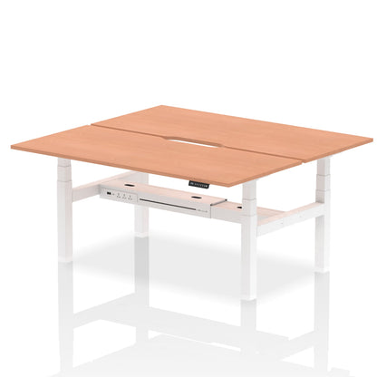 Air Back-to-Back Scalloped Edge Height Adjustable Bench Desk - 2 Person - Ergometric