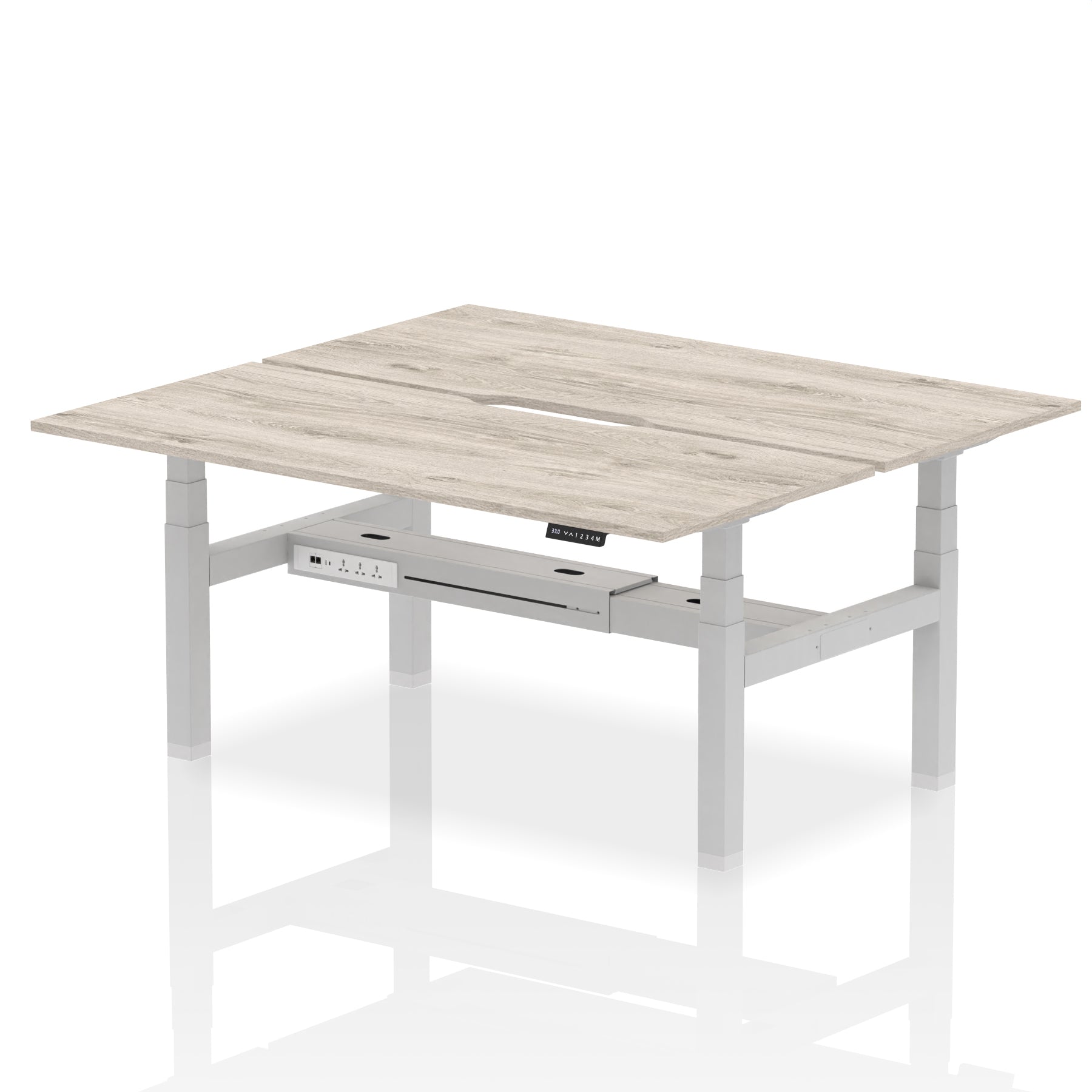 Air Back-to-Back Scalloped Edge Height Adjustable Bench Desk - 2 Person - Ergometric