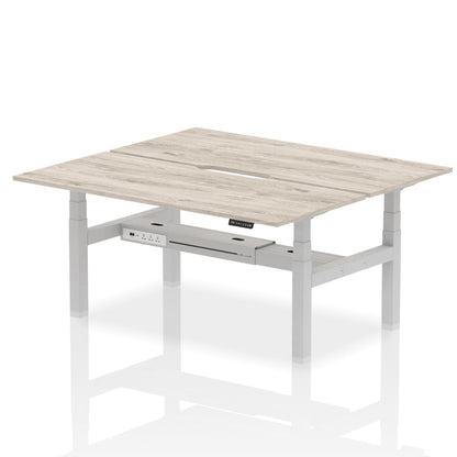 Air Back-to-Back Scalloped Edge Height Adjustable Bench Desk - 2 Person - Ergometric