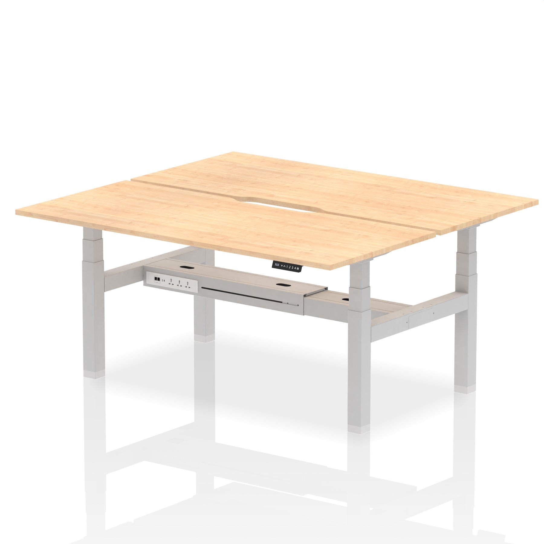 Air Back-to-Back Scalloped Edge Height Adjustable Bench Desk - 2 Person - Ergometric