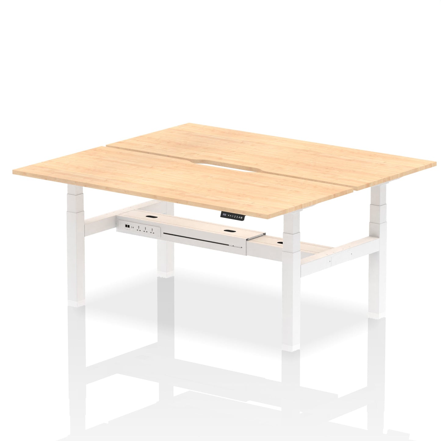 Air Back-to-Back Scalloped Edge Height Adjustable Bench Desk - 2 Person - Ergometric