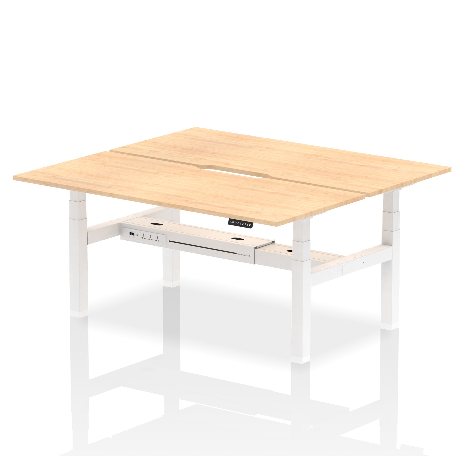 Air Back-to-Back Scalloped Edge Height Adjustable Bench Desk - 2 Person - Ergometric