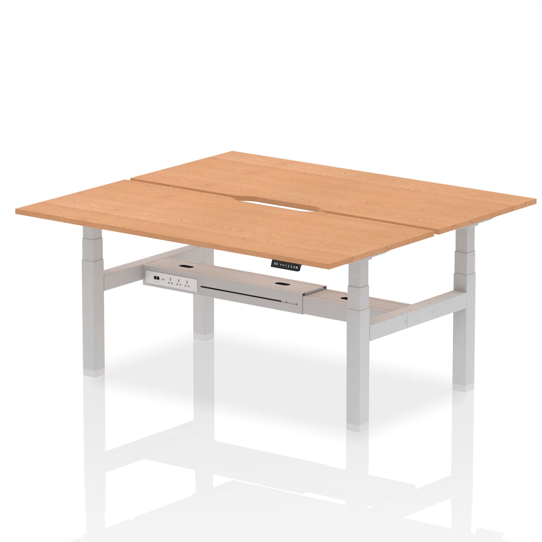 Air Back-to-Back Scalloped Edge Height Adjustable Bench Desk - 2 Person - Ergometric