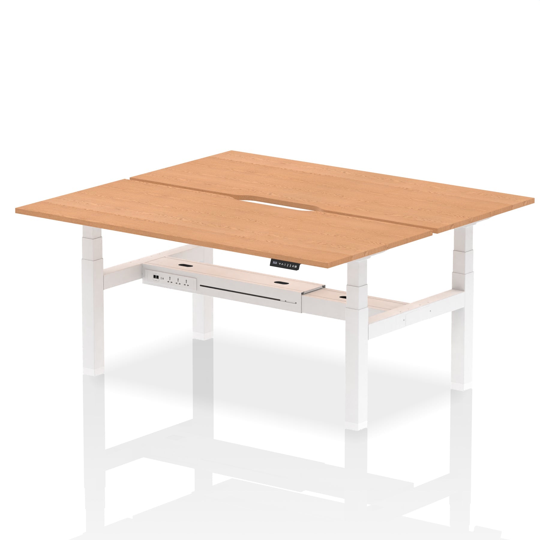 Air Back-to-Back Scalloped Edge Height Adjustable Bench Desk - 2 Person - Ergometric