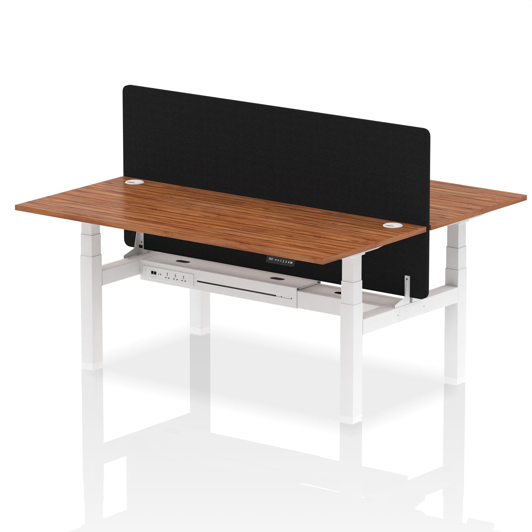 Air Back-to-Back Height Adjustable Bench Desk - 2 Person with Black Straight Screen - Ergometric