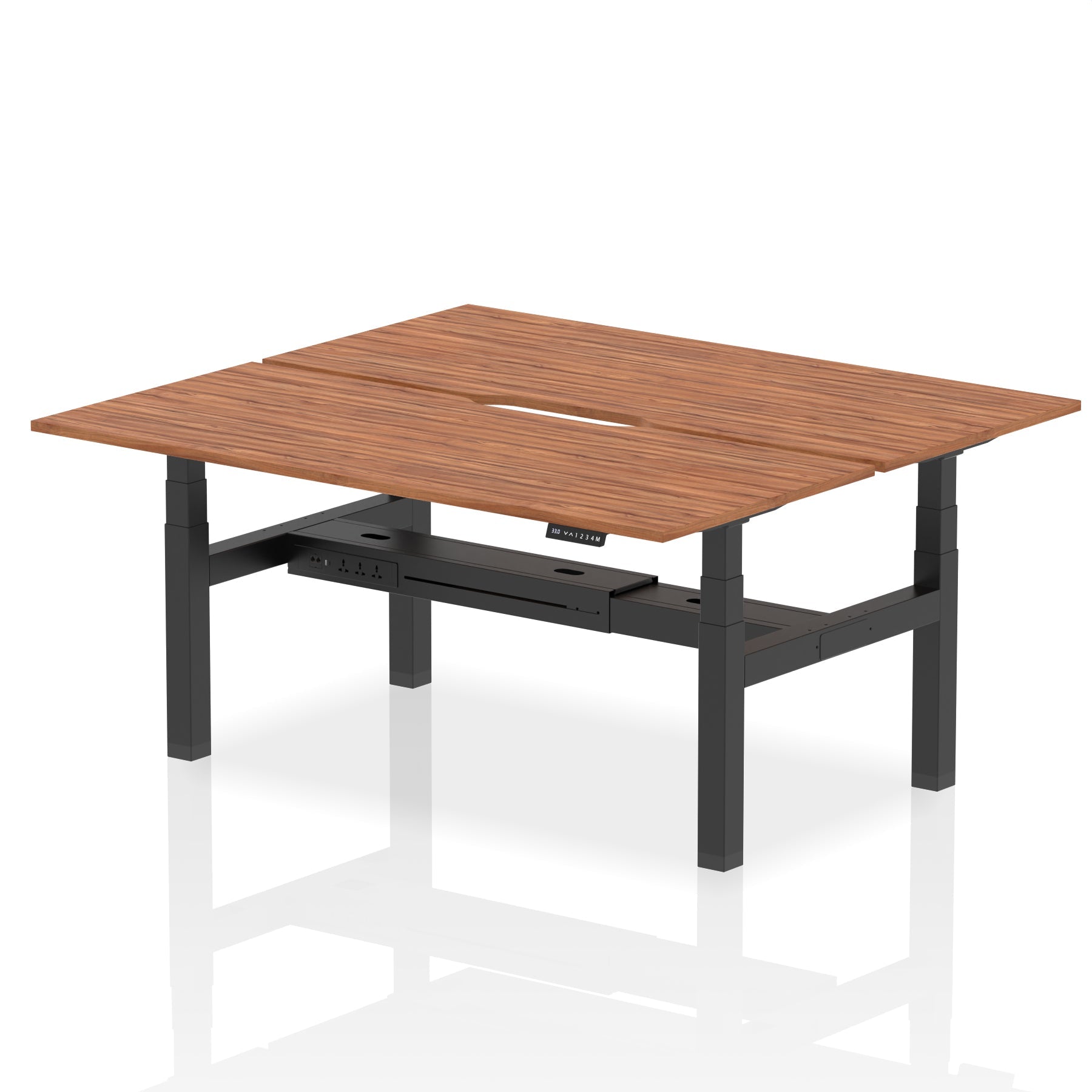 Air Back-to-Back Scalloped Edge Height Adjustable Bench Desk - 2 Person - Ergometric