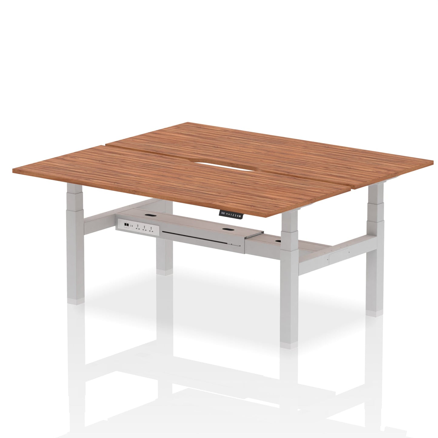 Air Back-to-Back Scalloped Edge Height Adjustable Bench Desk - 2 Person - Ergometric