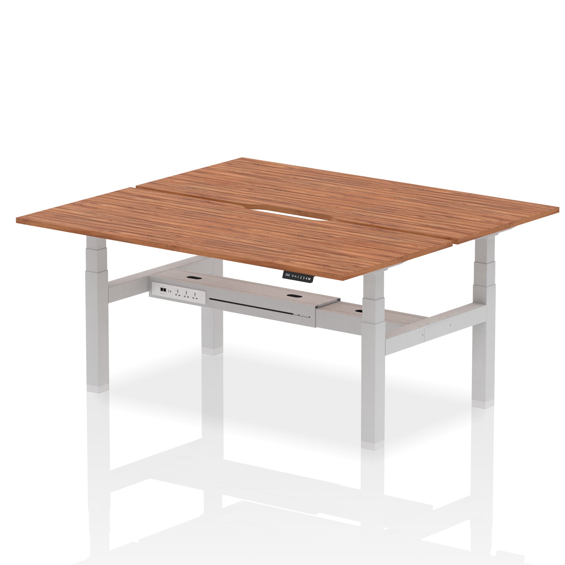 Air Back-to-Back Scalloped Edge Height Adjustable Bench Desk - 2 Person - Ergometric