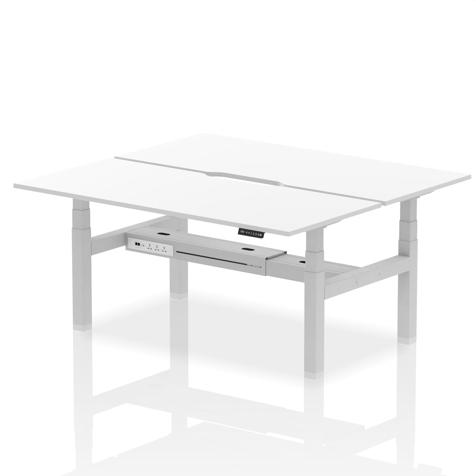 Air Back-to-Back Scalloped Edge Height Adjustable Bench Desk - 2 Person - Ergometric