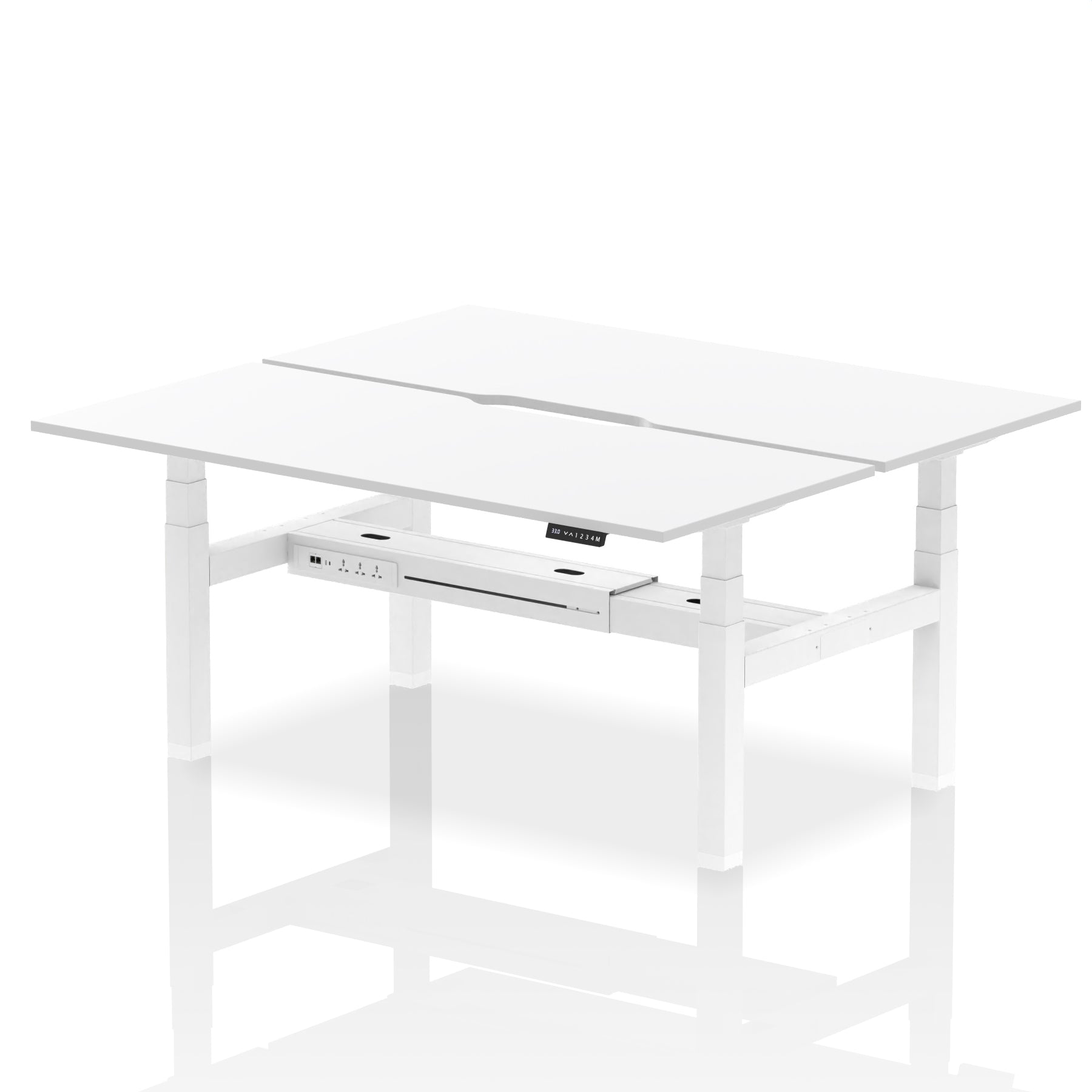 Air Back-to-Back Scalloped Edge Height Adjustable Bench Desk - 2 Person - Ergometric