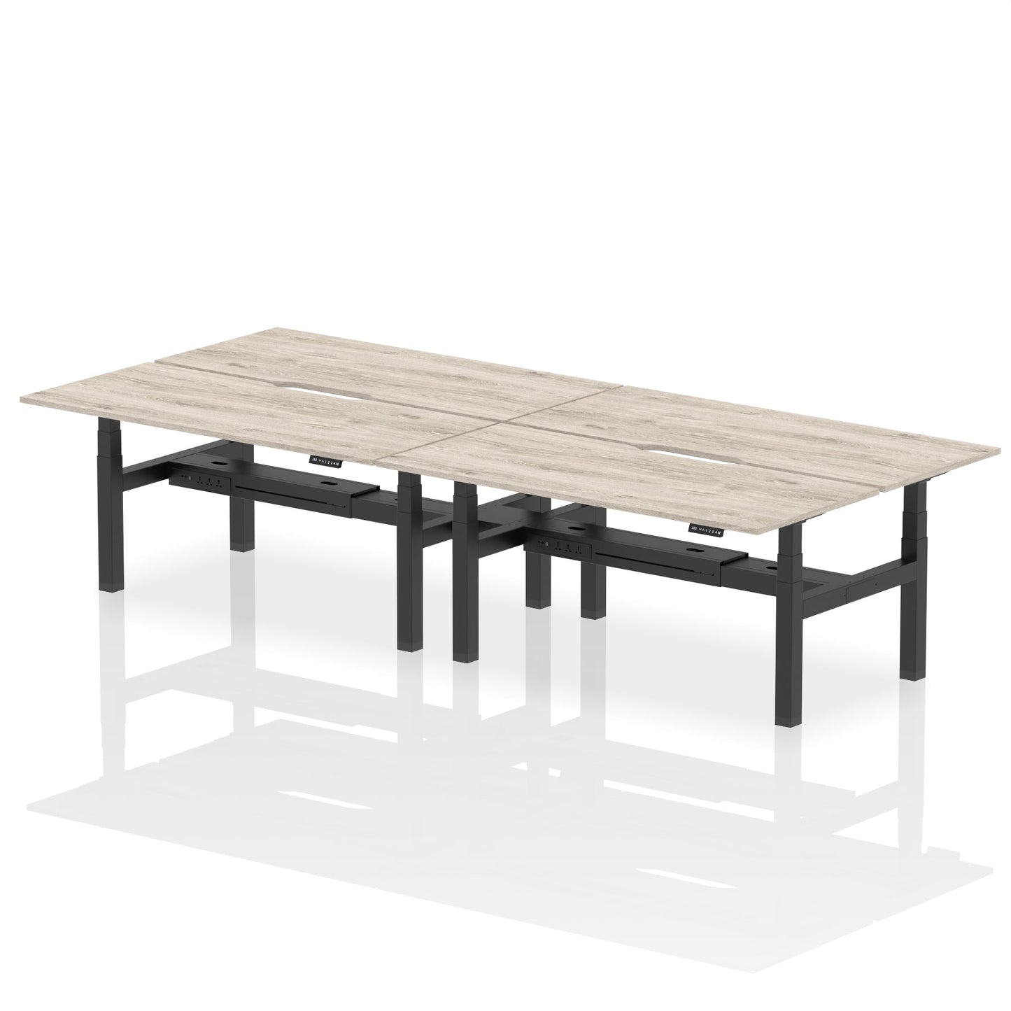 Air Back-to-Back Scalloped Edge Height Adjustable Bench Desk - 4 Person - Ergometric