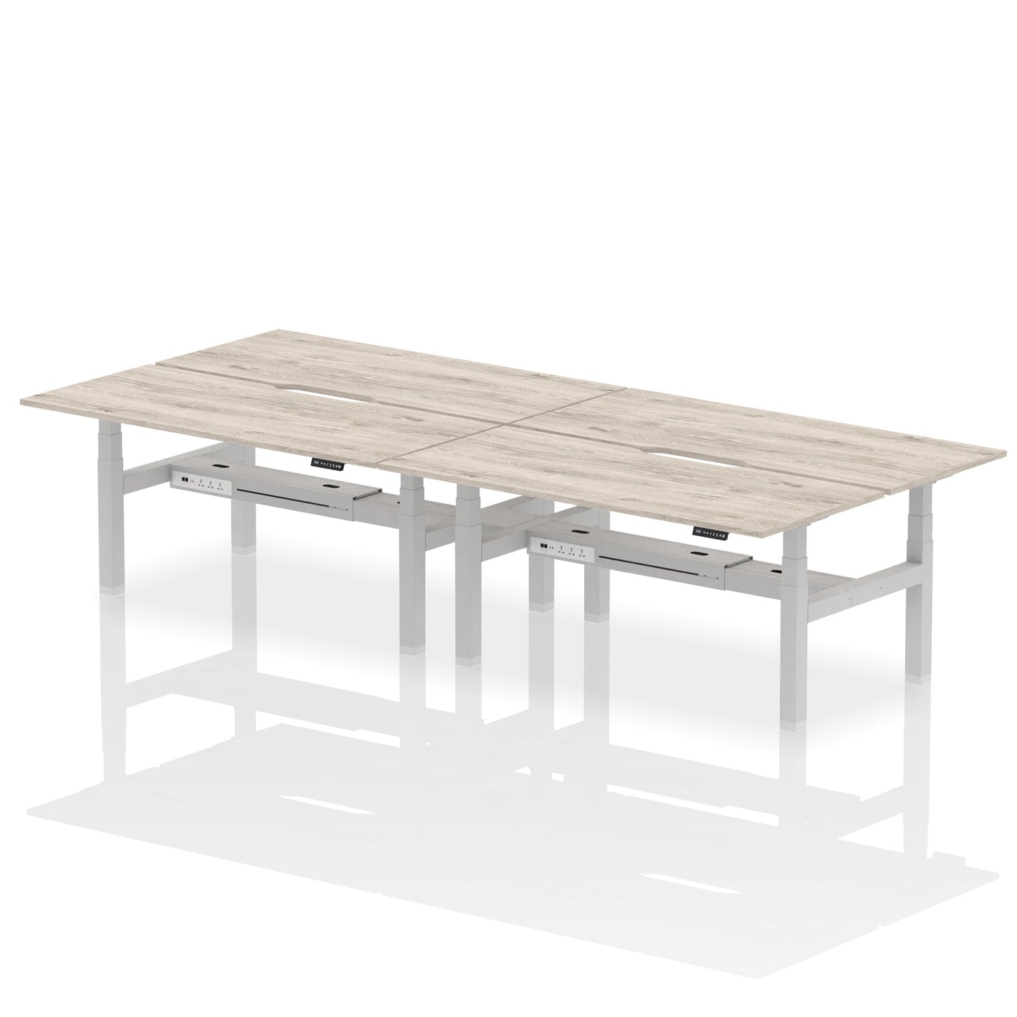 Air Back-to-Back Scalloped Edge Height Adjustable Bench Desk - 4 Person - Ergometric