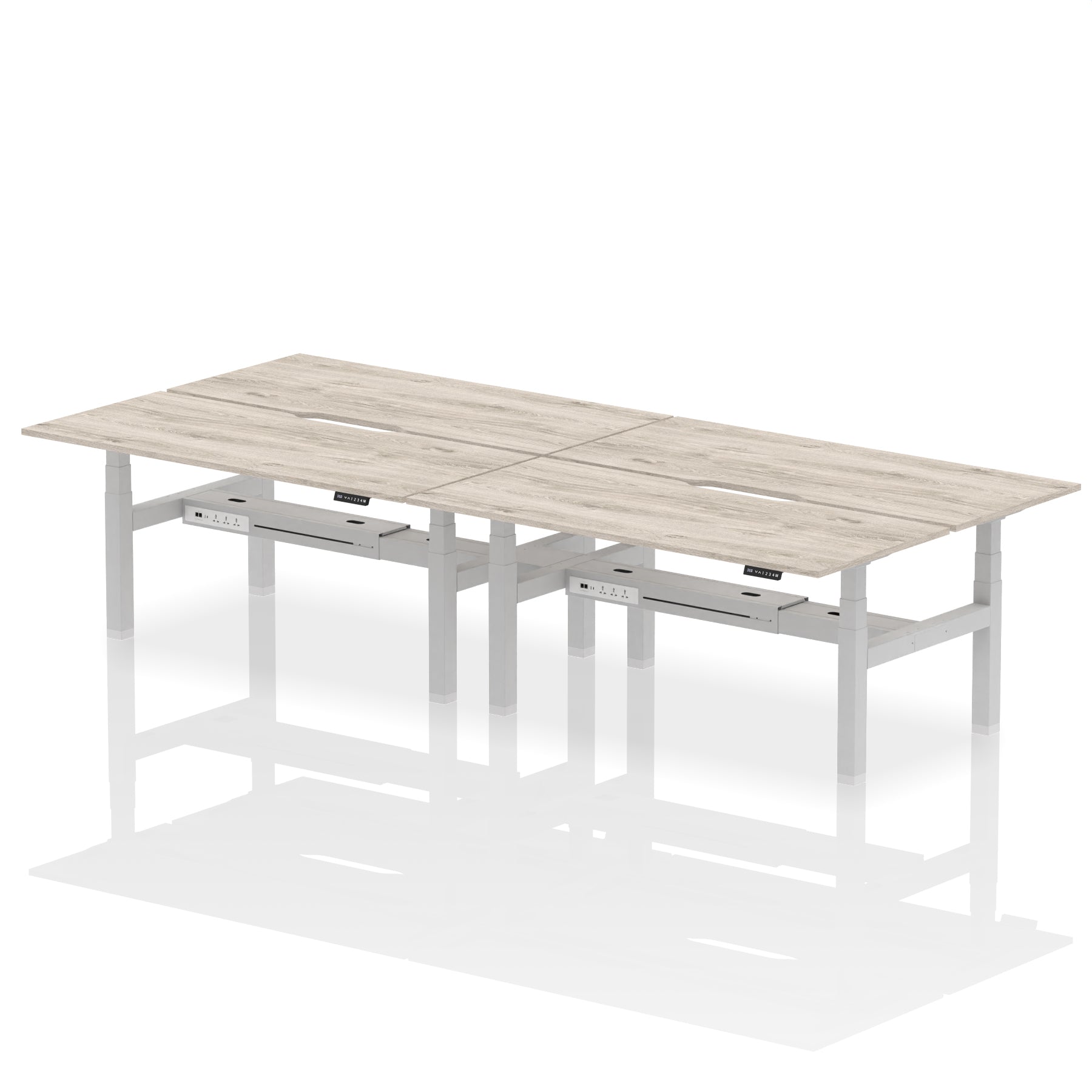 Air Back-to-Back Scalloped Edge Height Adjustable Bench Desk - 4 Person - Ergometric