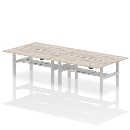 Air Back-to-Back Scalloped Edge Height Adjustable Bench Desk - 4 Person - Ergometric