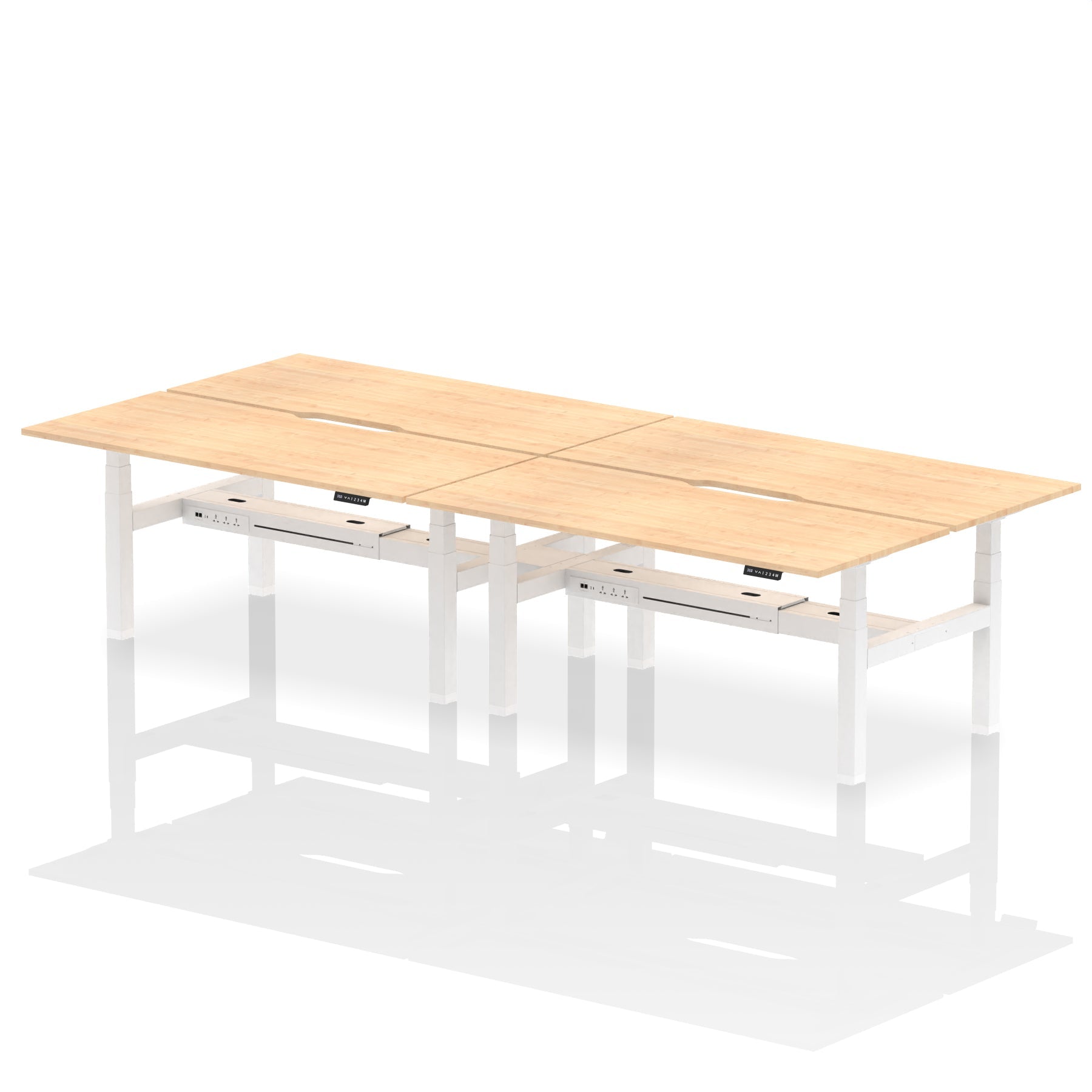 Air Back-to-Back Scalloped Edge Height Adjustable Bench Desk - 4 Person - Ergometric