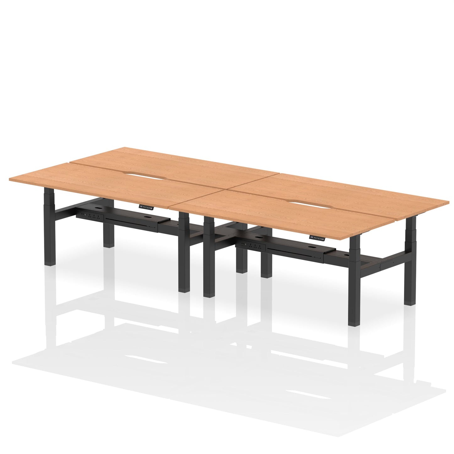 Air Back-to-Back Scalloped Edge Height Adjustable Bench Desk - 4 Person - Ergometric