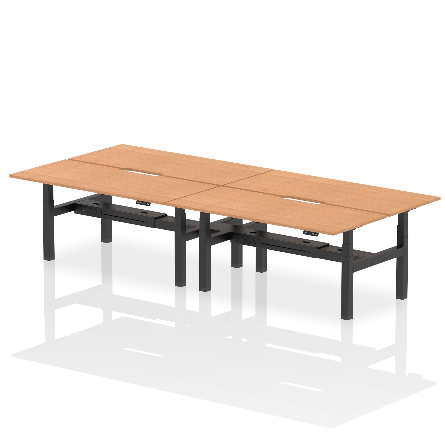 Air Back-to-Back Scalloped Edge Height Adjustable Bench Desk - 4 Person - Ergometric
