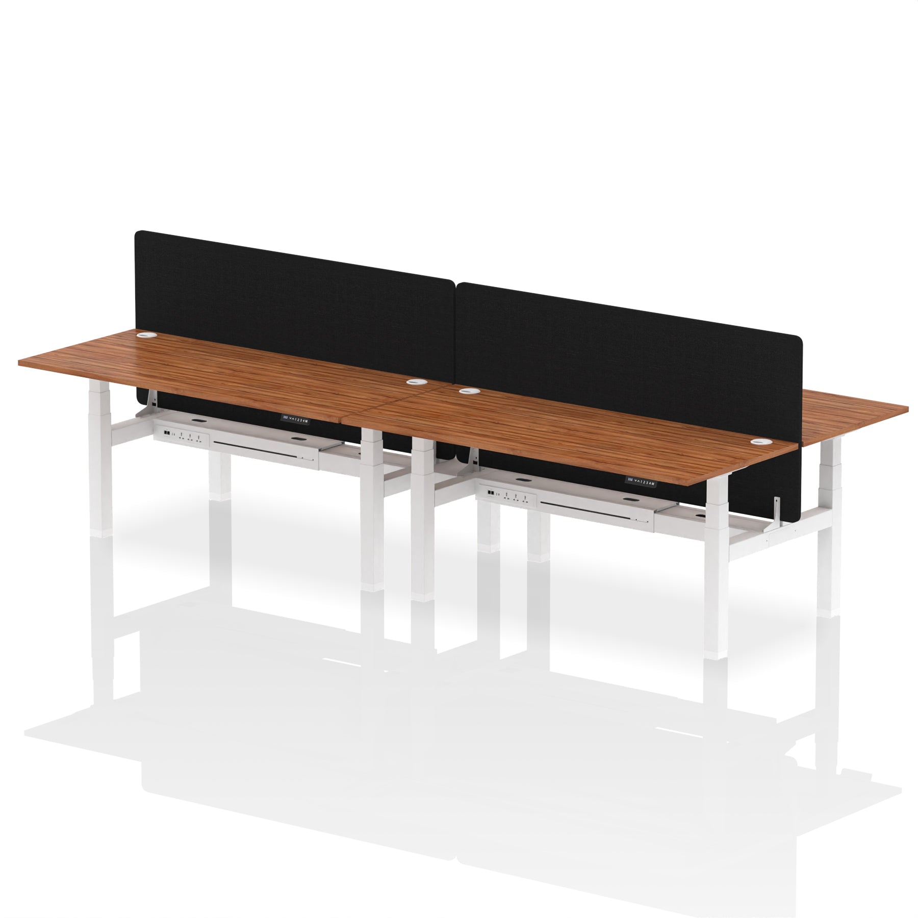 Air Back-to-Back Height Adjustable Bench Desk - 4 Person with Black Straight Screen - Ergometric