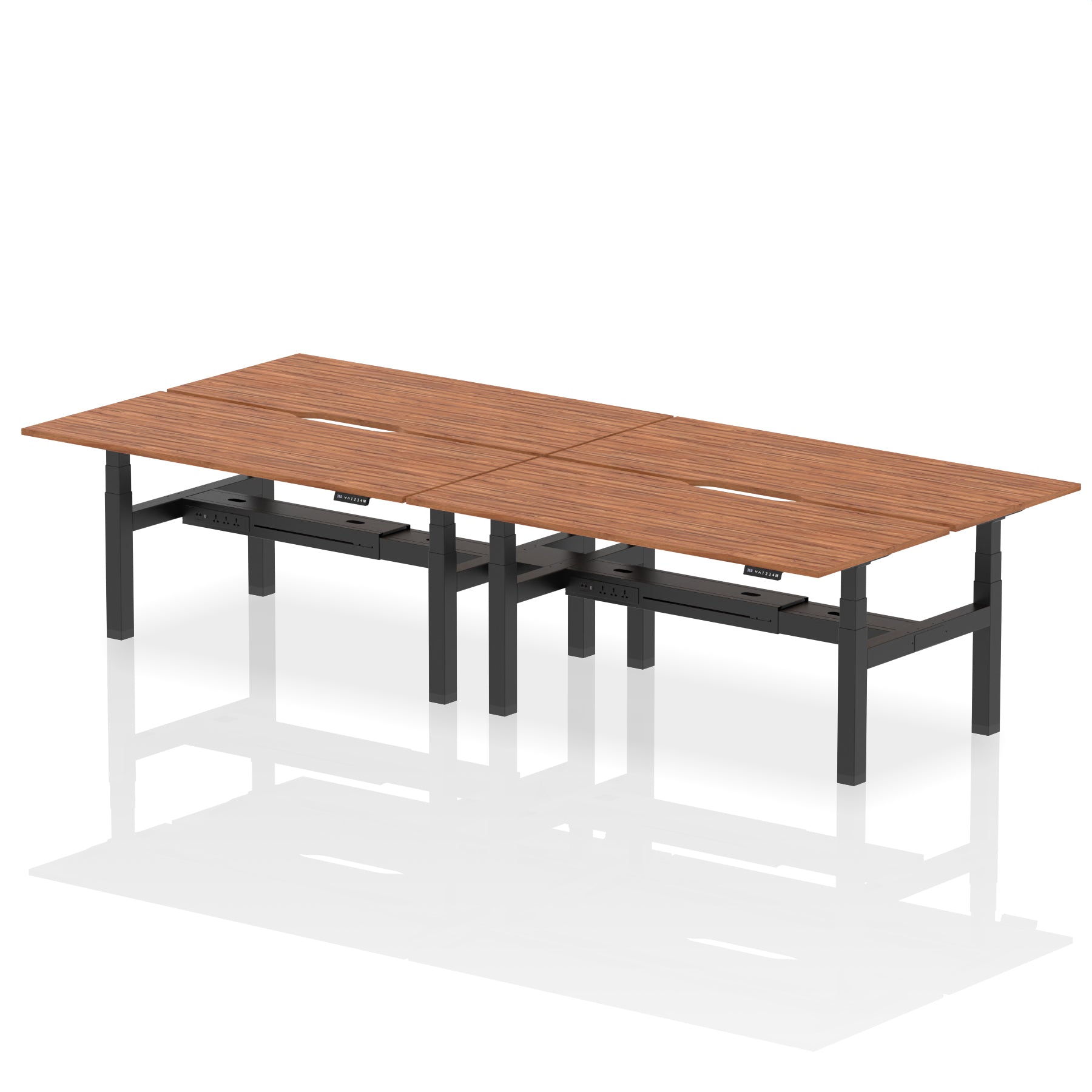 Air Back-to-Back Scalloped Edge Height Adjustable Bench Desk - 4 Person - Ergometric