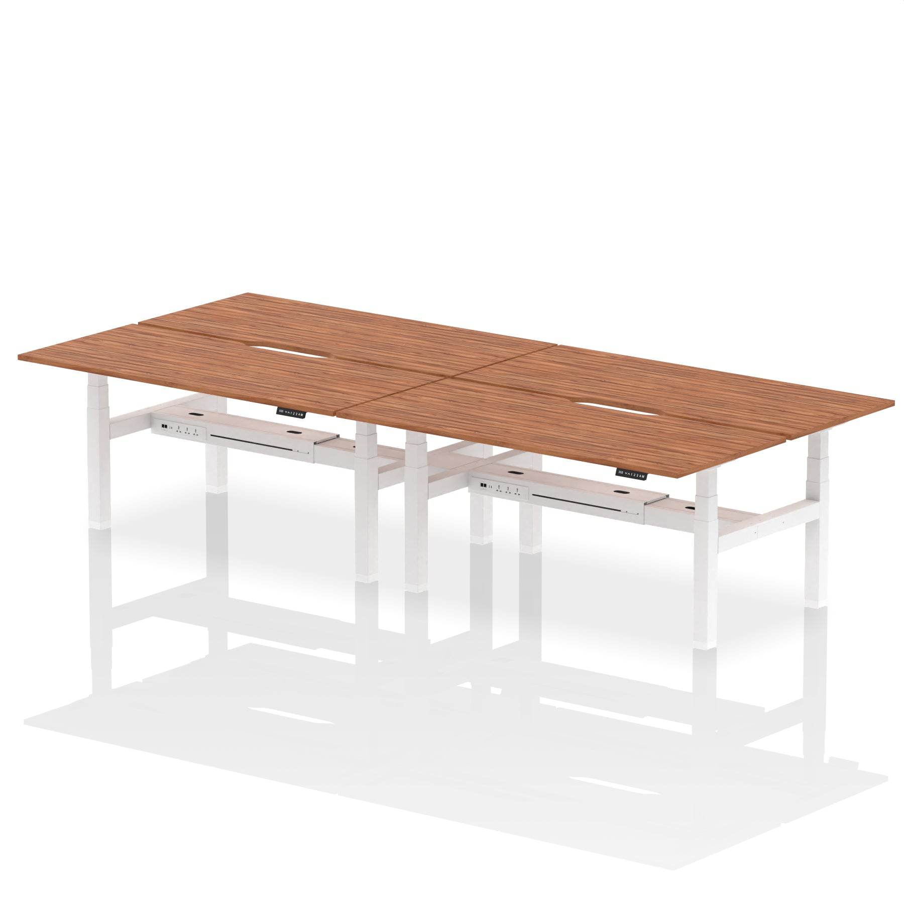 Air Back-to-Back Scalloped Edge Height Adjustable Bench Desk - 4 Person - Ergometric