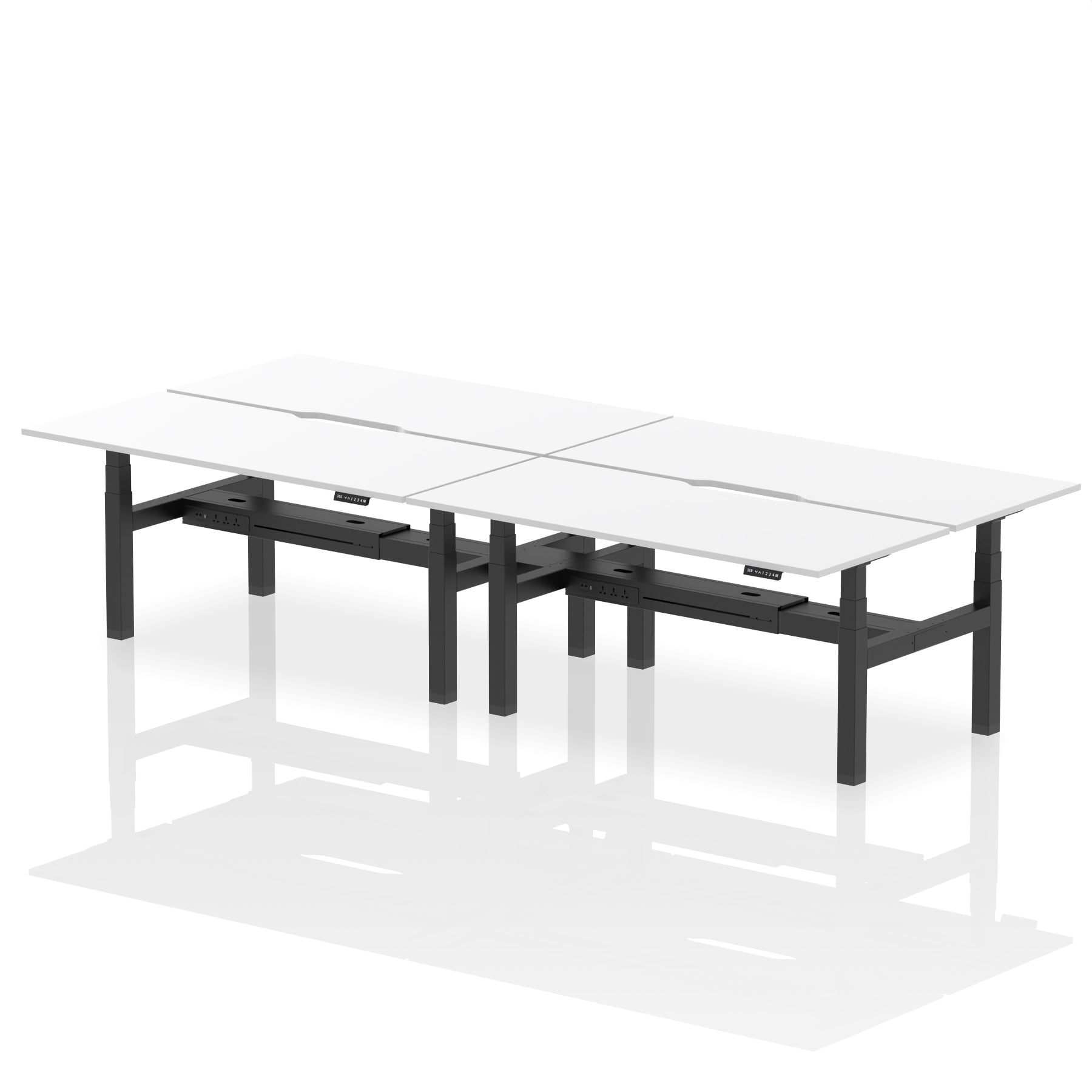 Air Back-to-Back Scalloped Edge Height Adjustable Bench Desk - 4 Person - Ergometric