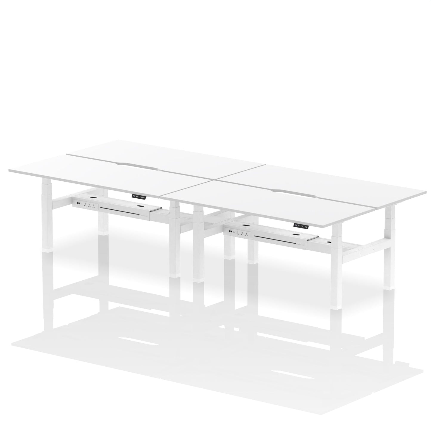 Air Back-to-Back Scalloped Edge Height Adjustable Bench Desk - 4 Person - Ergometric
