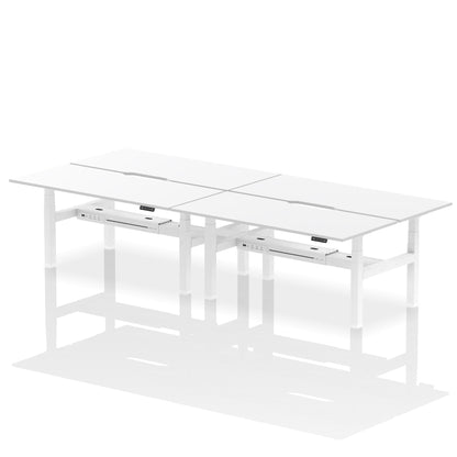 Air Back-to-Back Scalloped Edge Height Adjustable Bench Desk - 4 Person - Ergometric