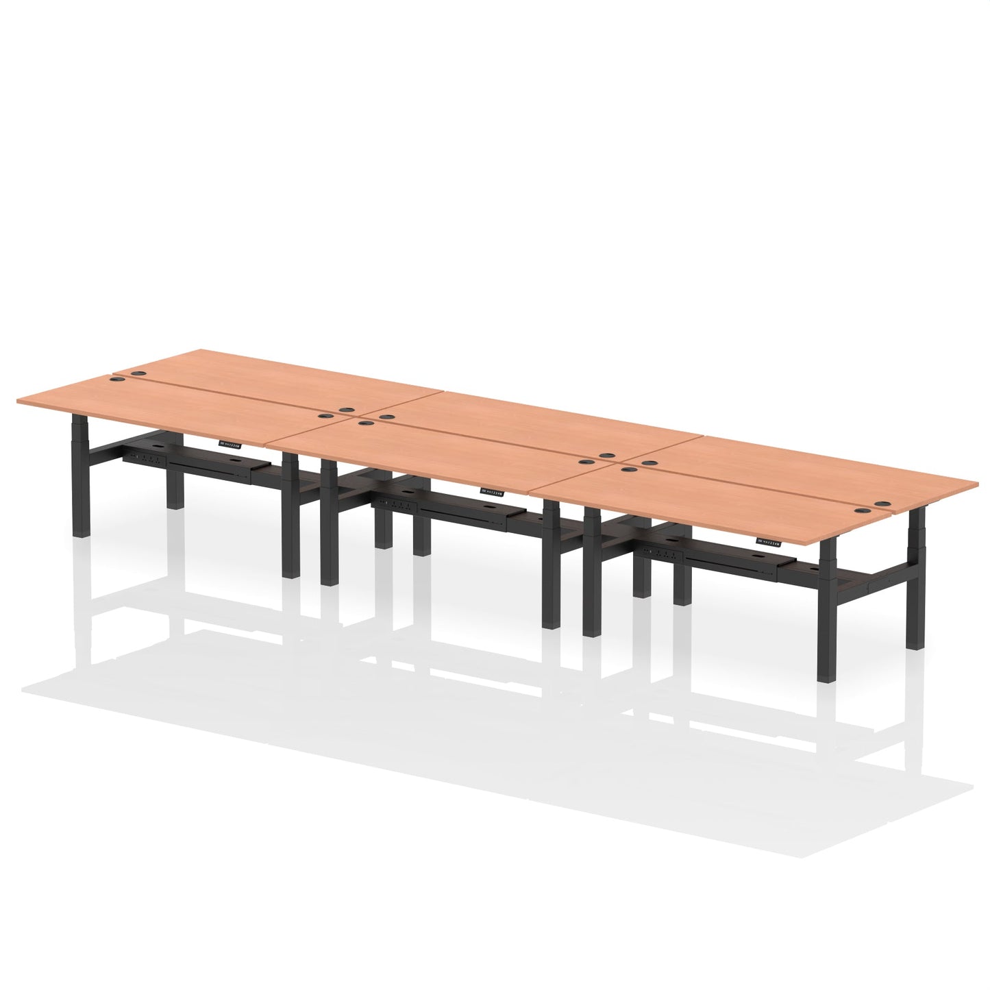 Air Back-to-Back Height Adjustable Bench Desk - 6 Person - Ergometric