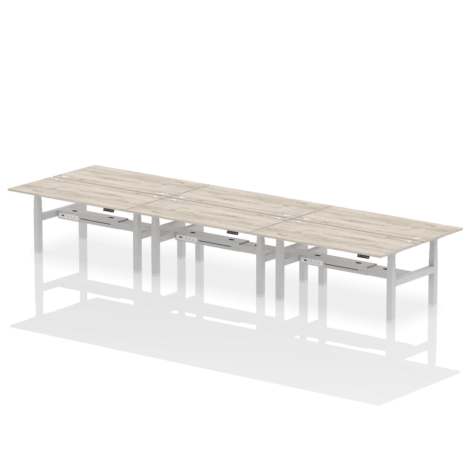 Air Back-to-Back Scalloped Edge Height Adjustable Bench Desk - 6 Person - Ergometric
