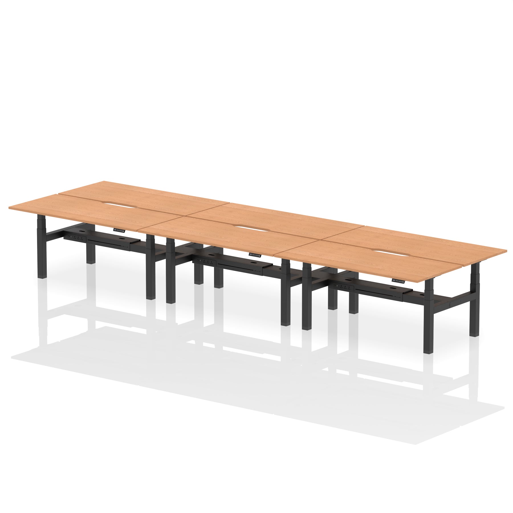 Air Back-to-Back Scalloped Edge Height Adjustable Bench Desk - 6 Person - Ergometric