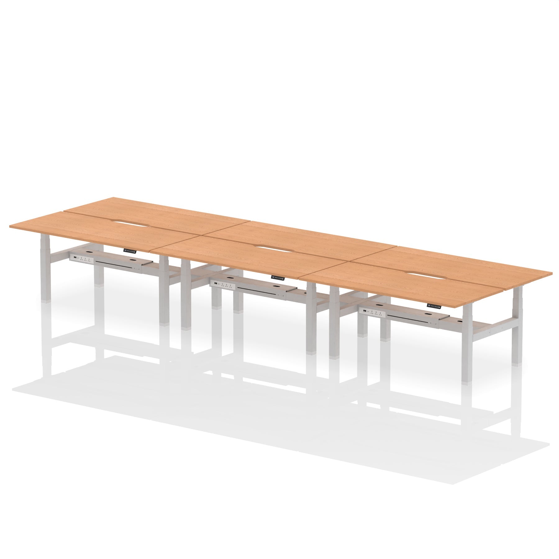Air Back-to-Back Scalloped Edge Height Adjustable Bench Desk - 6 Person - Ergometric