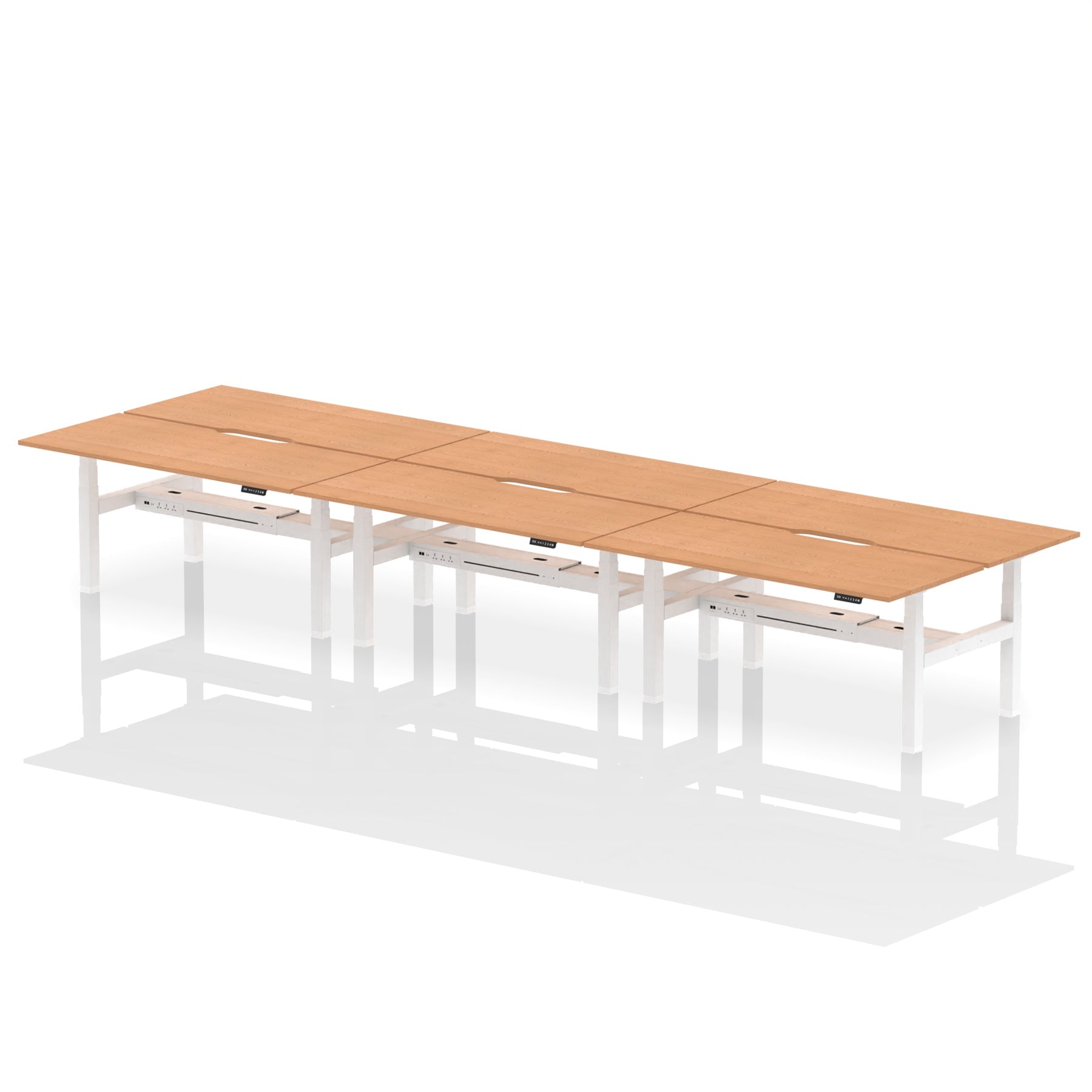 Air Back-to-Back Scalloped Edge Height Adjustable Bench Desk - 6 Person - Ergometric