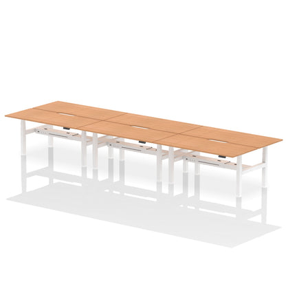 Air Back-to-Back Scalloped Edge Height Adjustable Bench Desk - 6 Person - Ergometric