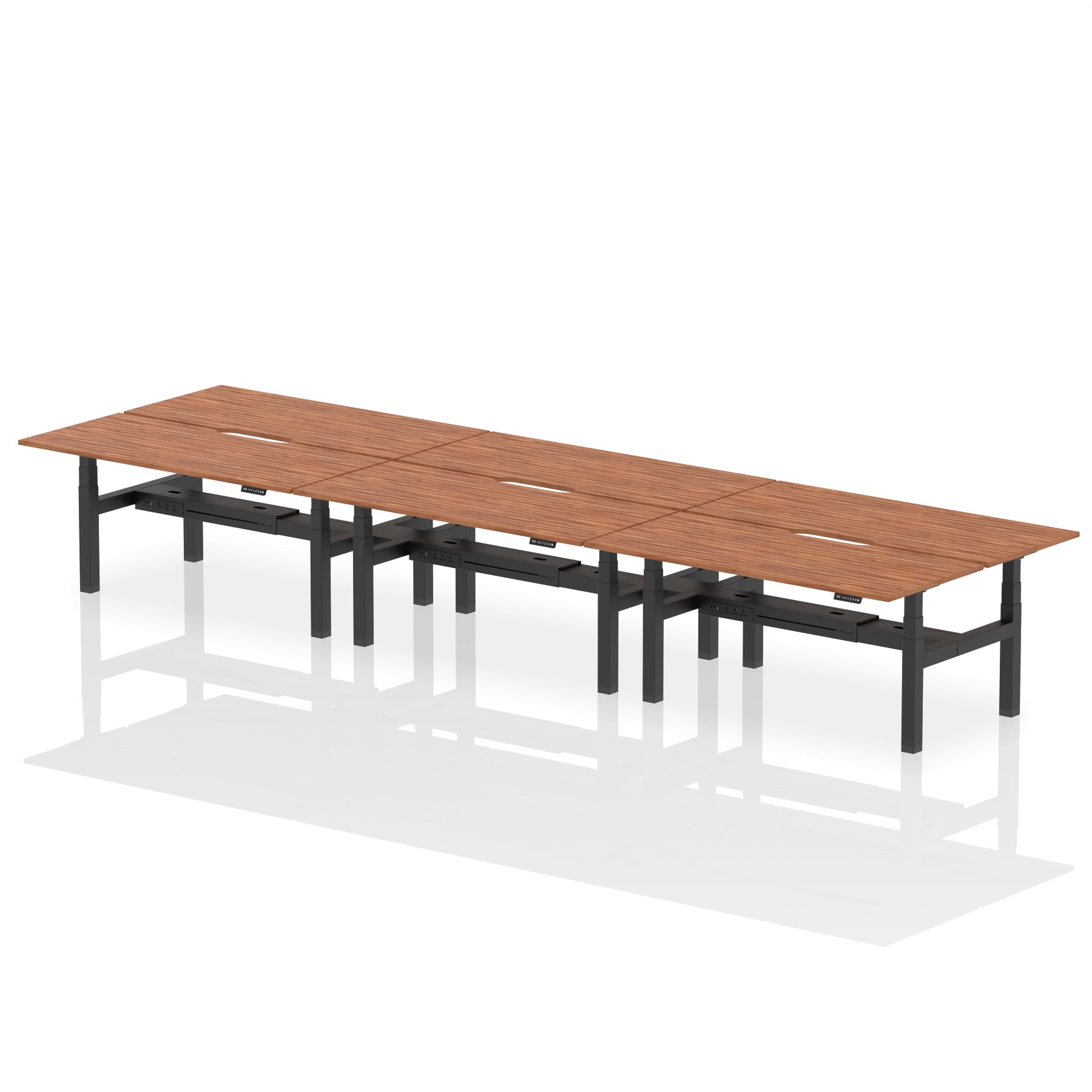 Air Back-to-Back Scalloped Edge Height Adjustable Bench Desk - 6 Person - Ergometric