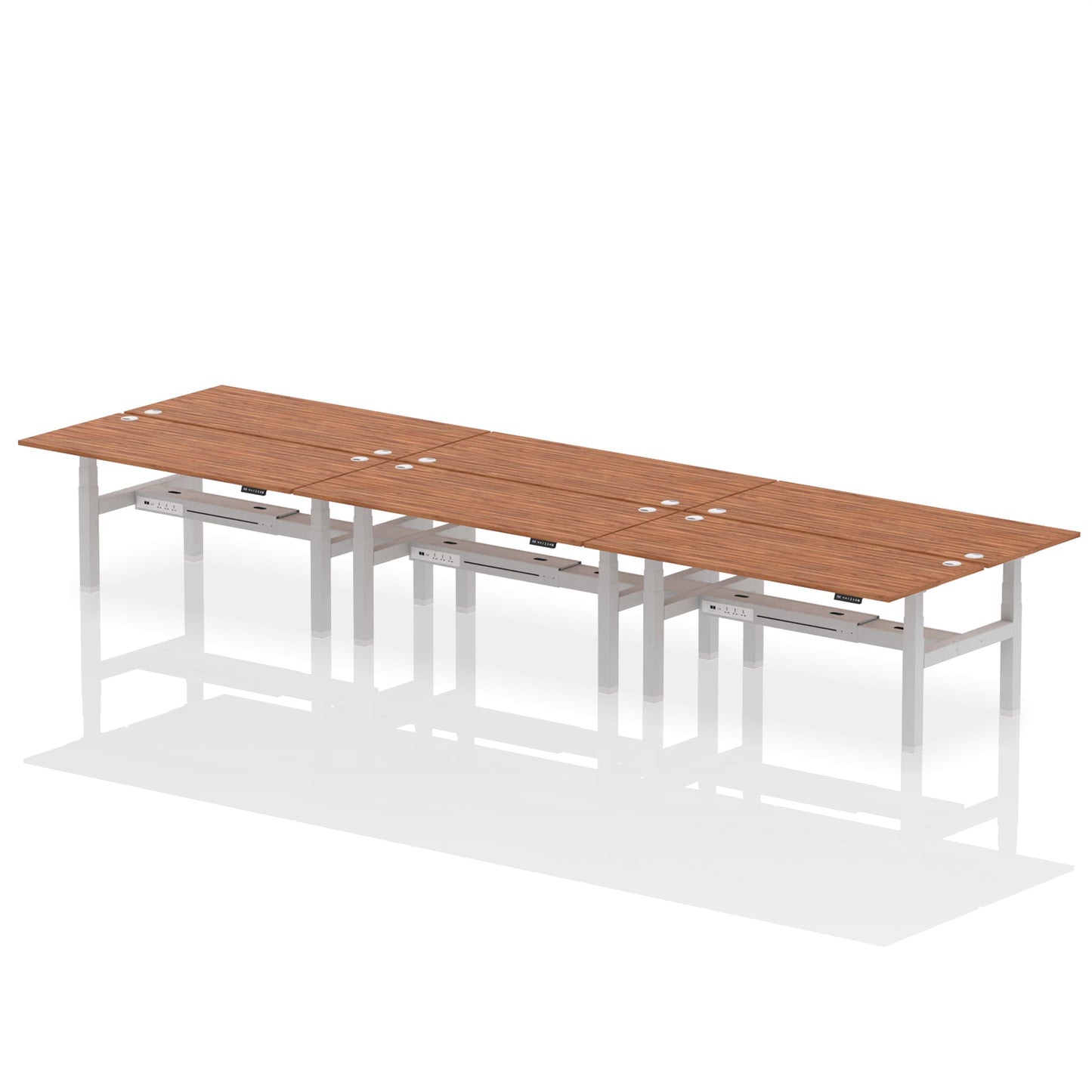 Air Back-to-Back Scalloped Edge Height Adjustable Bench Desk - 6 Person - Ergometric