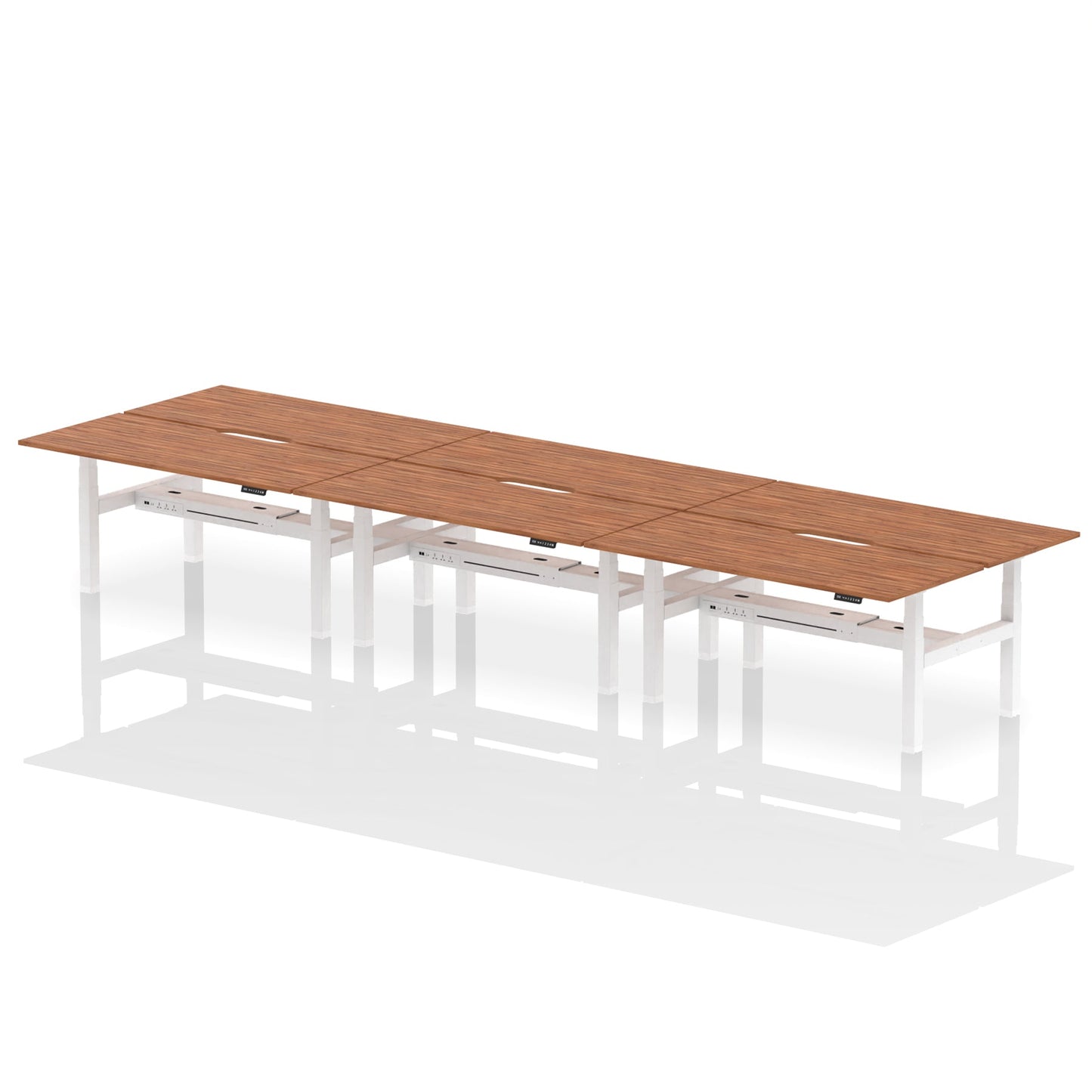 Air Back-to-Back Scalloped Edge Height Adjustable Bench Desk - 6 Person - Ergometric