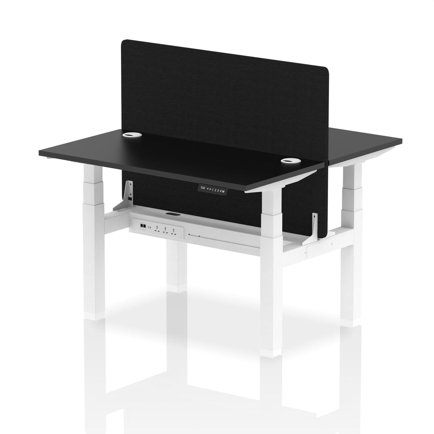 Air Back-to-Back Slimline Height Adjustable Bench Desk - 2 Person with Black Straight Screen - Ergometric