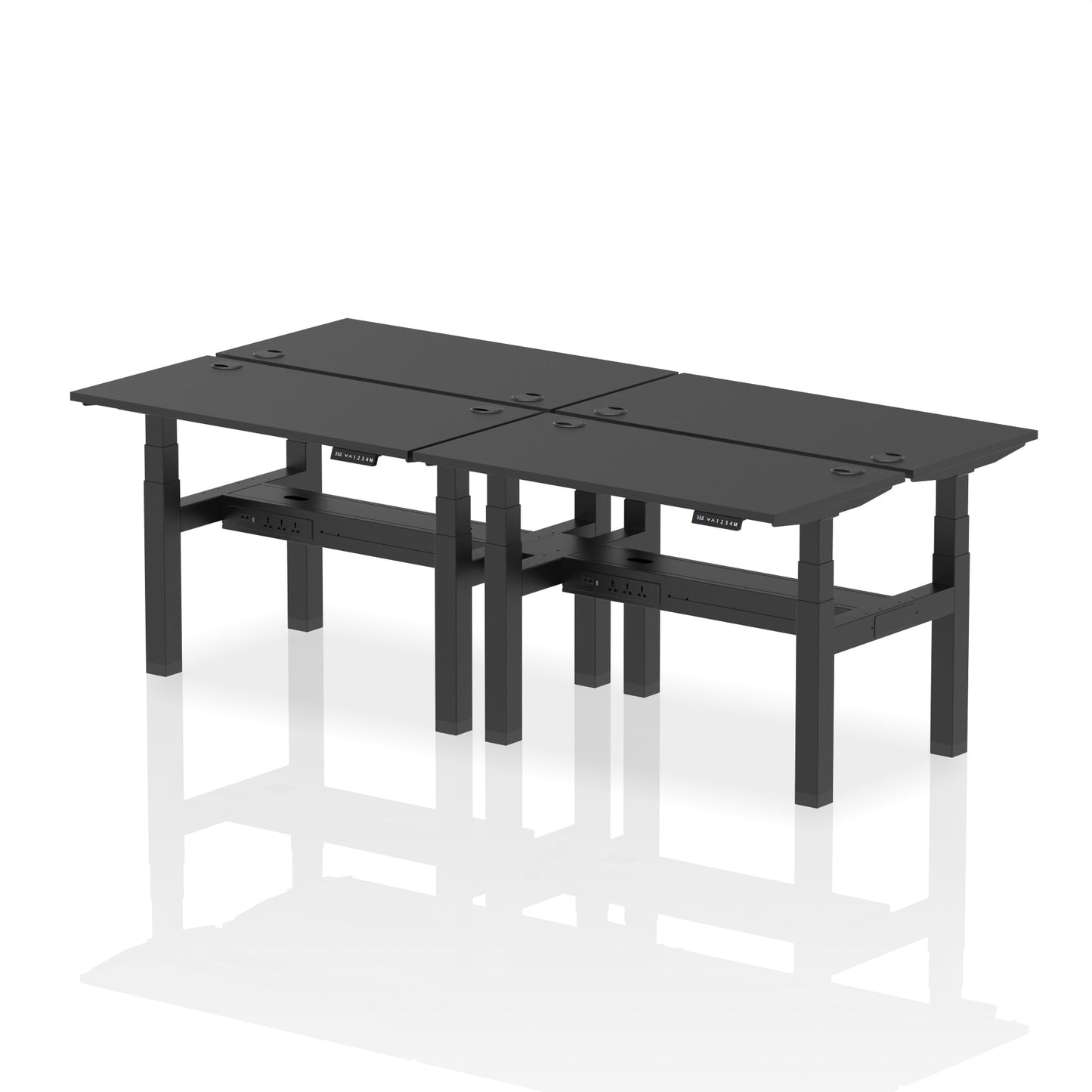Air Back-to-Back Slimline Height Adjustable Bench Desk - 4 Person - Ergometric