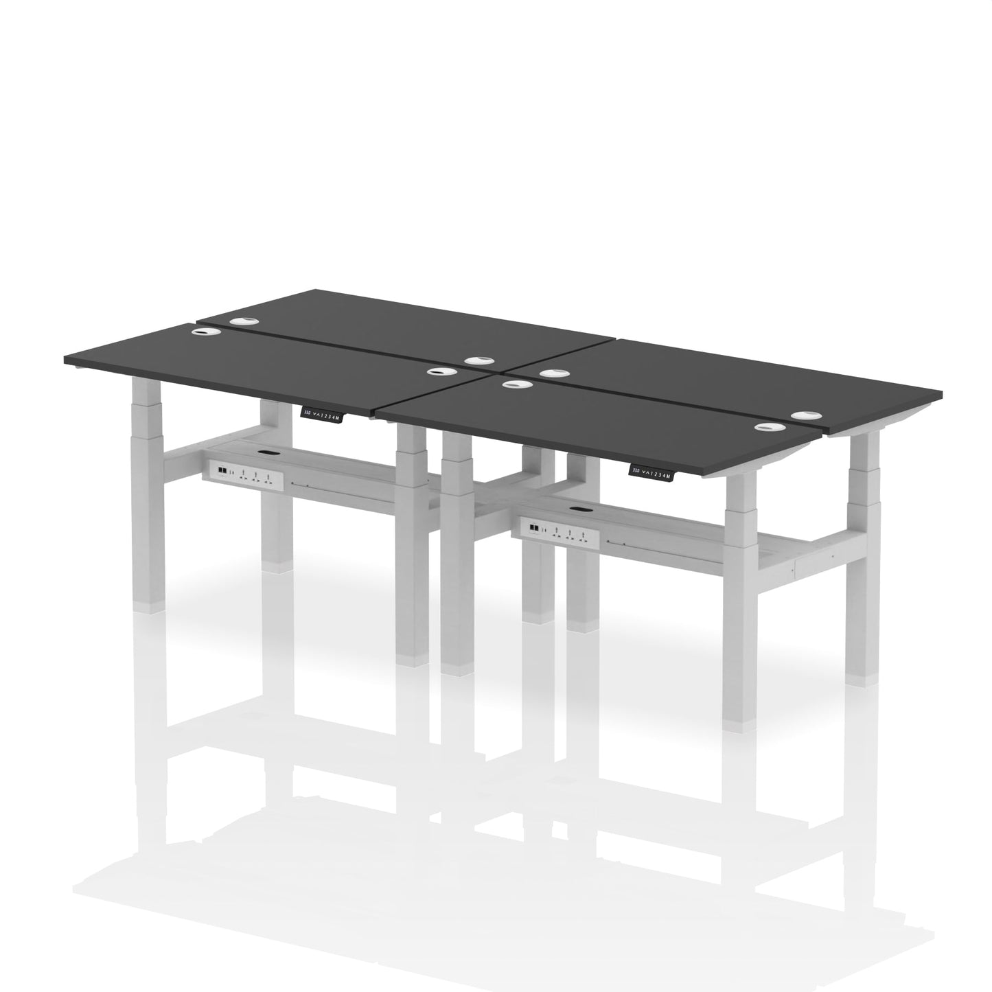 Air Back-to-Back Slimline Height Adjustable Bench Desk - 4 Person - Ergometric